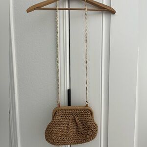 NWOT Tan Woven Shoulder Bag with removable chain strap.